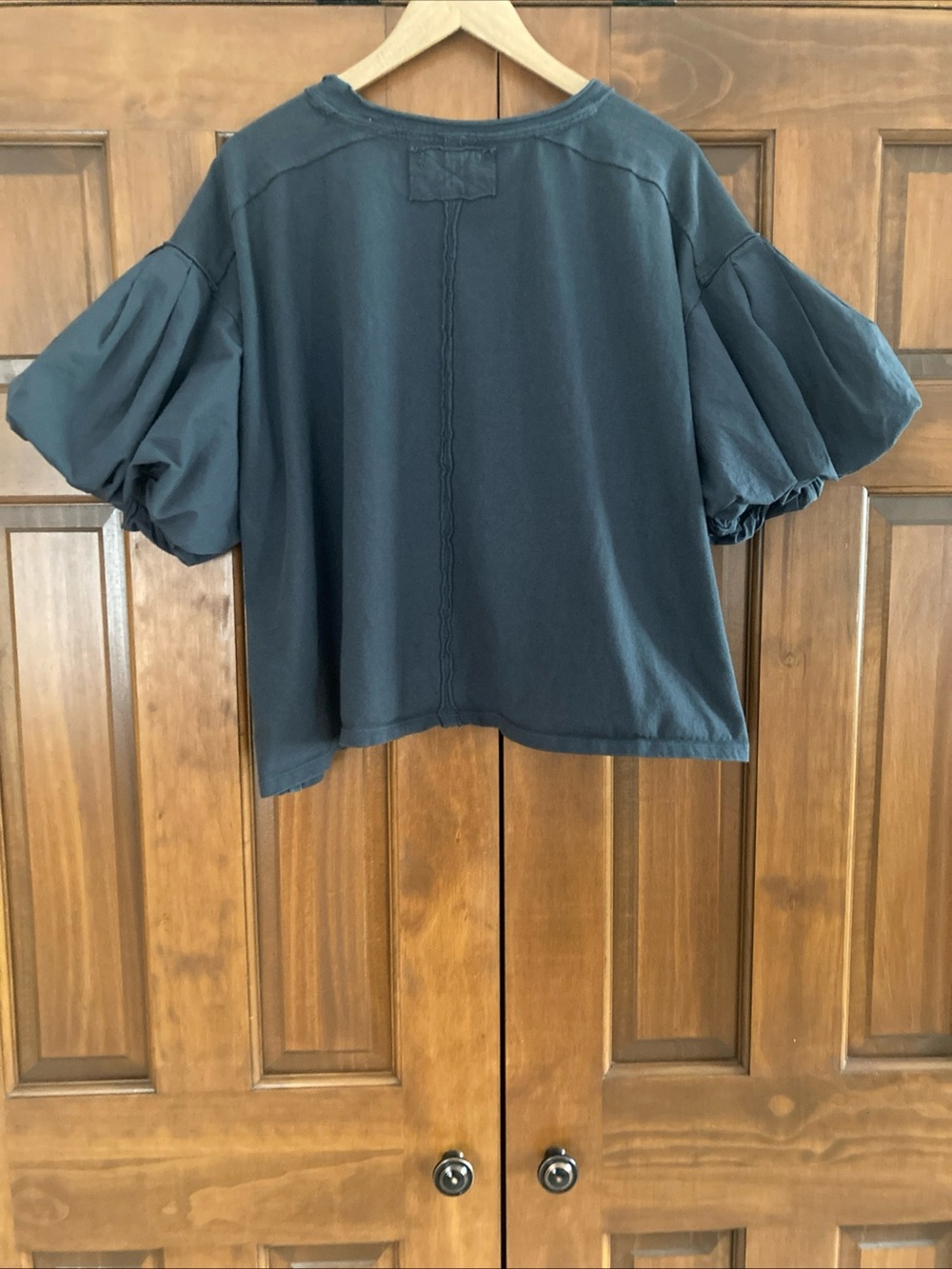 We The Free Gray Puff Sleeve Boxy oversized blouse Top women’s medium - Picture 3 of 6